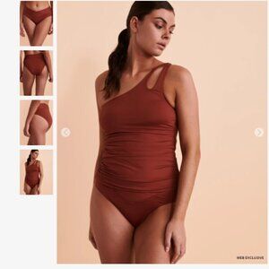 La Blanca Island Goddess Brown Crossover Mid Rise Twisted Bikini Bottom Size 12